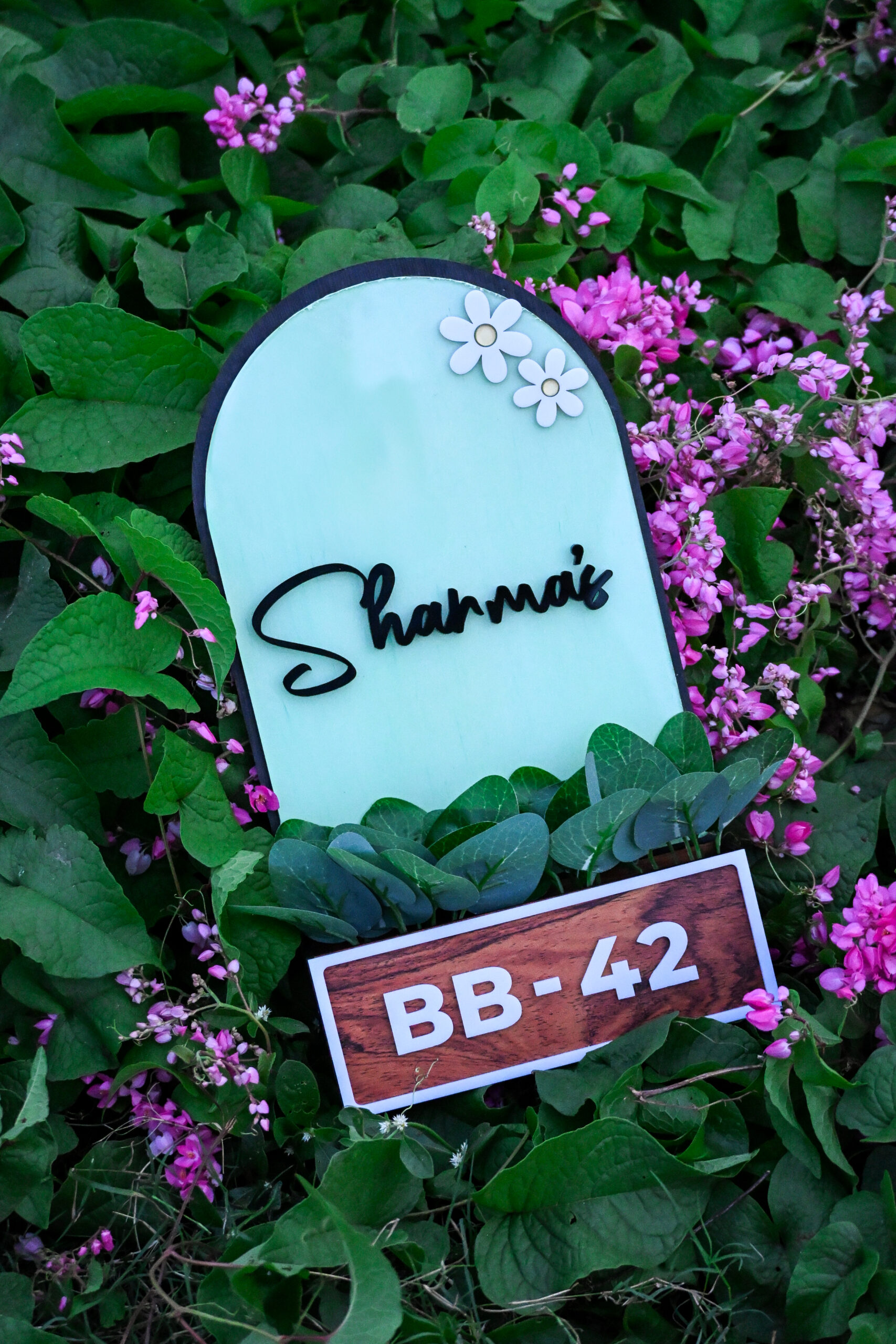 House Name Planter Lavender & Maroon And Aqua Green - Image 3